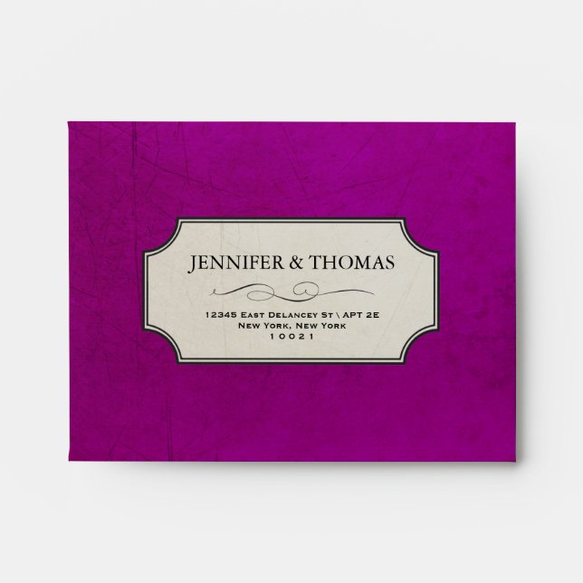 Vintage Charm Ivory & Aubergine RSVP A2 Envelope (Front)