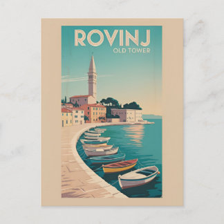 Vintage Charm: Old Tower of Rovinj Postcard