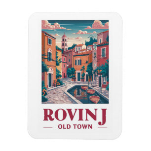 Vintage Charm: Old Tower of Rovinj Postcard Magnet