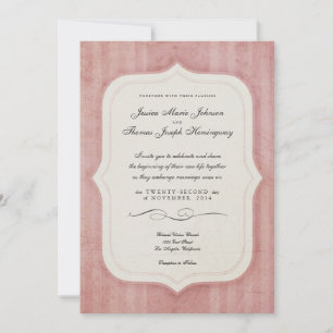 Vintage Charm Pink Monogram Wedding Invitations