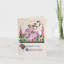 Vintage charming  lady garden  Valentine card