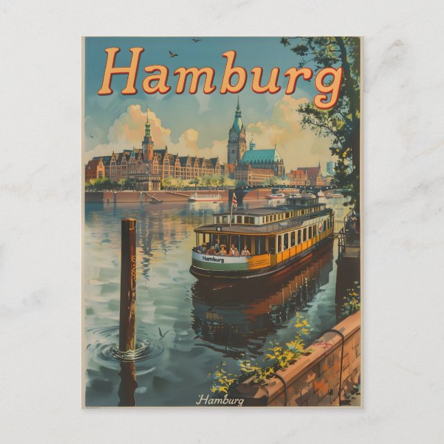 Vintage Charms of Hamburg's Inner Alster Postcard (Front)
