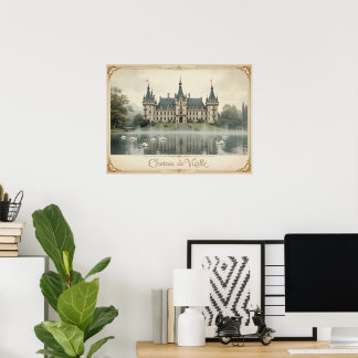 Vintage Château de Vizille France Landscape Art  Poster