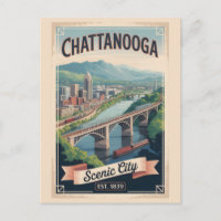Vintage Chattanooga Tennessee Retro Travel Poster 