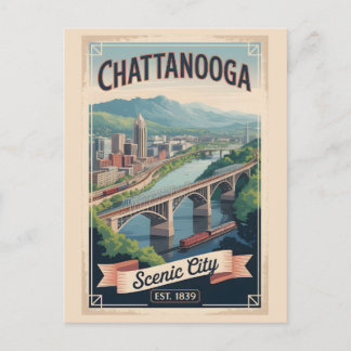 Vintage Chattanooga Tennessee Retro Travel Poster Holiday Postcard