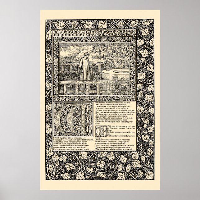 Vintage Chaucer Leaf by Kelmscott Press Poster (Front)