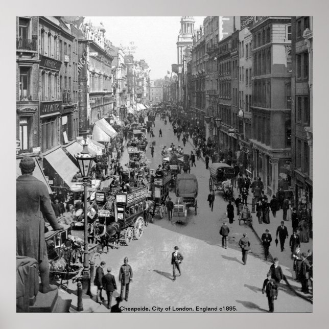 Vintage Cheapside, 1895 London England Poster (Front)