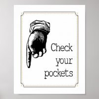Vintage Check Your Pockets Reminder Laundry Room