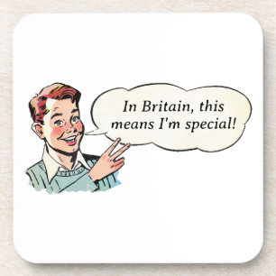 Vintage Cheeky Boy with Two-Finger Salute Coaster