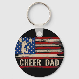 Vintage Cheer Dad American Usa Flag Cheerleadingda Key Ring