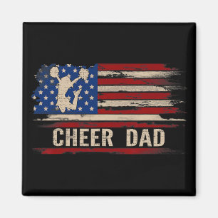 Vintage Cheer Dad American Usa Flag Cheerleadingda Magnet