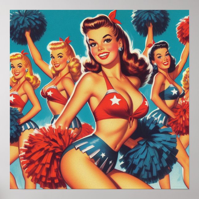 Vintage Cheerleader Girls Poster (Front)