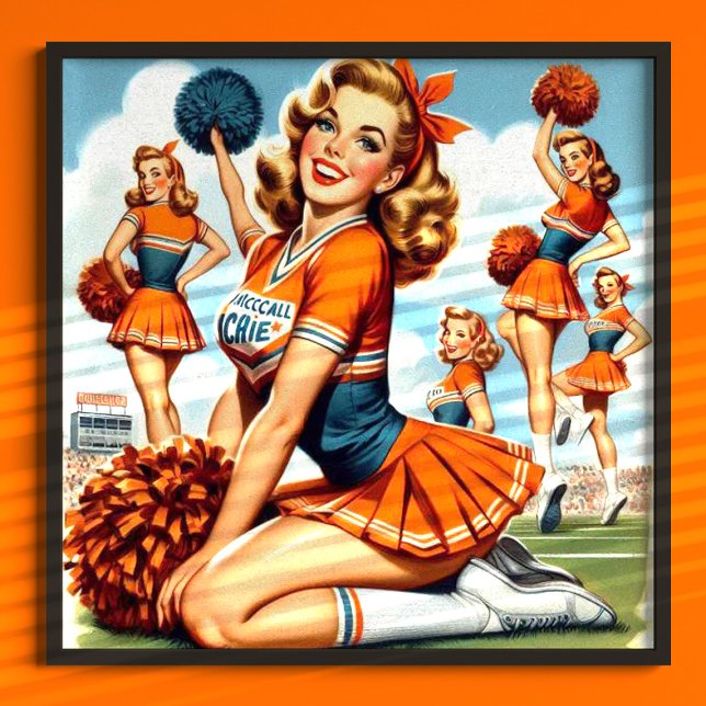 Vintage Cheerleaders Illustration Poster (Creator Uploaded)