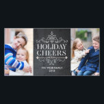 Vintage Cheers 2 Photos Holiday Photo Card<br><div class="desc">Celebrate the season with this modern and stylish holiday photo card from Berry Berry Sweet.</div>