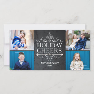 Vintage Cheers 4 Photos Holiday Photo Card
