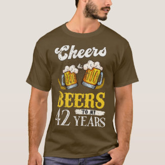 Vintage Cheers And Beers To My 42 Years Birthday T-Shirt