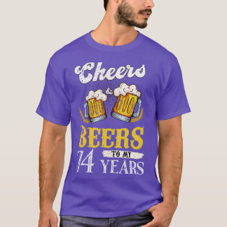 Vintage Cheers And Beers To My 74 Years Birthday T-Shirt