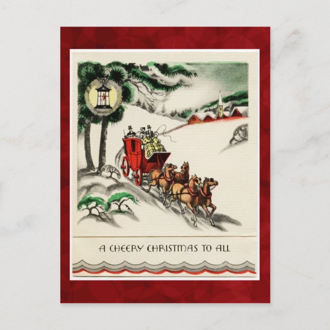 Vintage Cheery Christmas Postcard (Front)