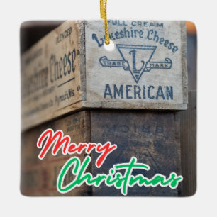 Vintage Cheese Label Ceramic Ornament