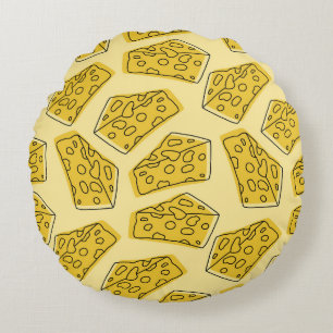 Vintage Cheese Yellow Background Seamless Round Cushion