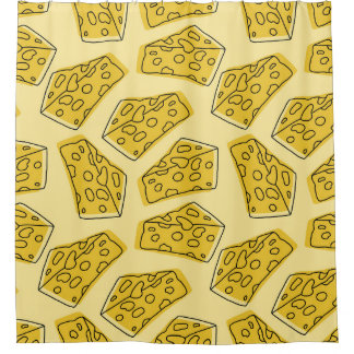 Vintage Cheese Yellow Background Seamless Shower Curtain