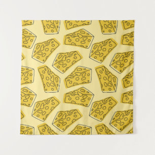 Vintage Cheese Yellow Background Seamless Tapestry