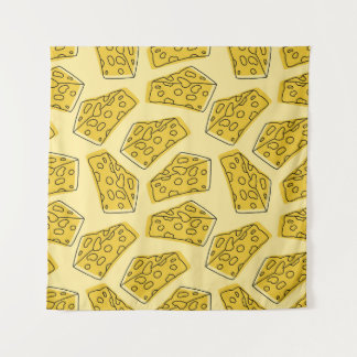 Vintage Cheese Yellow Background Seamless Tapestry