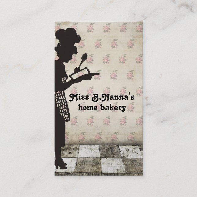 Vintage chef silhouette baking cooking biz cards (Front)
