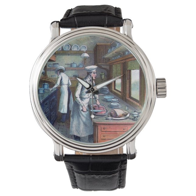 Vintage Chef - Sous-Chef  Illustration Wrist Watch (Front)