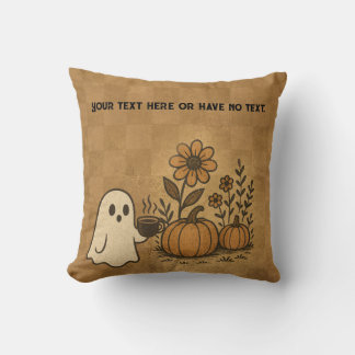 Vintage Chequerboard Ghost Fall Pumpkin Coffee Cushion
