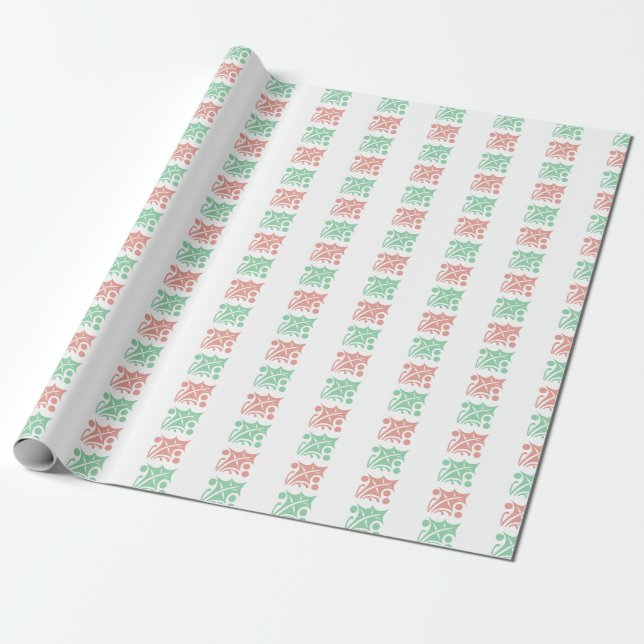 Vintage Chequered Christmas Holly White Wrapping Paper (Unrolled)