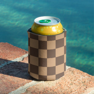 Vintage Chequered in Warm Browns Can Cooler