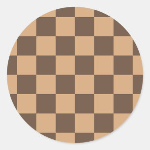 Vintage Chequered in Warm Browns Classic Round Sticker
