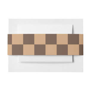 Vintage Chequered in Warm Browns Invitation Belly Band