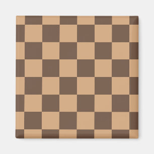 Vintage Chequered in Warm Browns Magnet