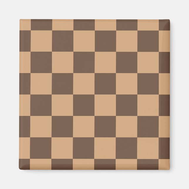 Vintage Chequered in Warm Browns Magnet (Front)