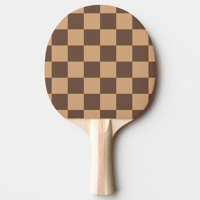 Vintage Chequered in Warm Browns Ping Pong Paddle (Front)