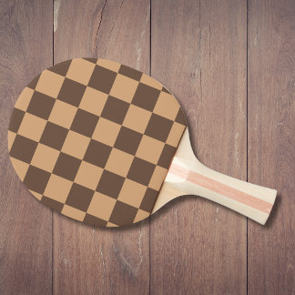 Vintage Chequered in Warm Browns Ping Pong Paddle