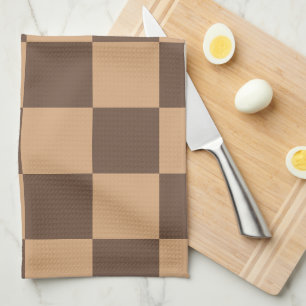 Vintage Chequered in Warm Browns Tea Towel