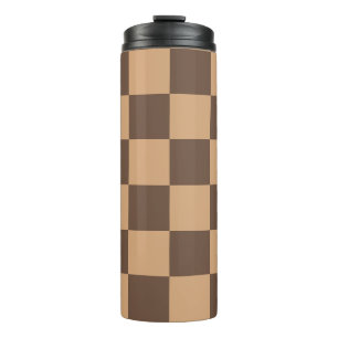 Vintage Chequered in Warm Browns Thermal Tumbler