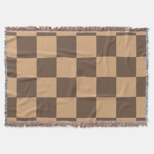Vintage Chequered in Warm Browns Throw Blanket