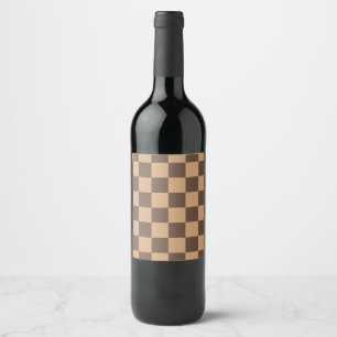 Vintage Chequered in Warm Browns Wine Label