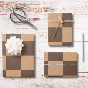 Vintage Chequered in Warm Browns Wrapping Paper Sheet
