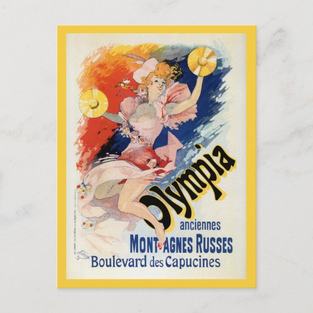 Vintage Chéret belle époque Paris theatre ad Postcard (Front)