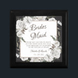Vintage Cherish Bridesmaid Quote Personalised Gift Box<br><div class="desc">Vintage Cherish White Floral & Rose Gold Painted Roses and Flowers. A Vintage Classic and Elegant Look, and Plenty of Grey, Ivory White, Rose Gold, Dusty Pink, Pine Green, and Grey leaves and foliage. With Hand Painted Floral elements, Vintage Classic Script Fonts, and Elegant Rose Gold Glitter Foil Geometric Square...</div>