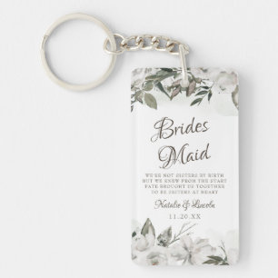 Vintage Cherish Floral To the Bridesmaid Quote Key Ring