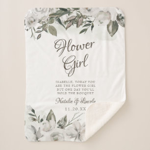 Vintage Cherish Floral To the Flower Girl Quote Sherpa Blanket