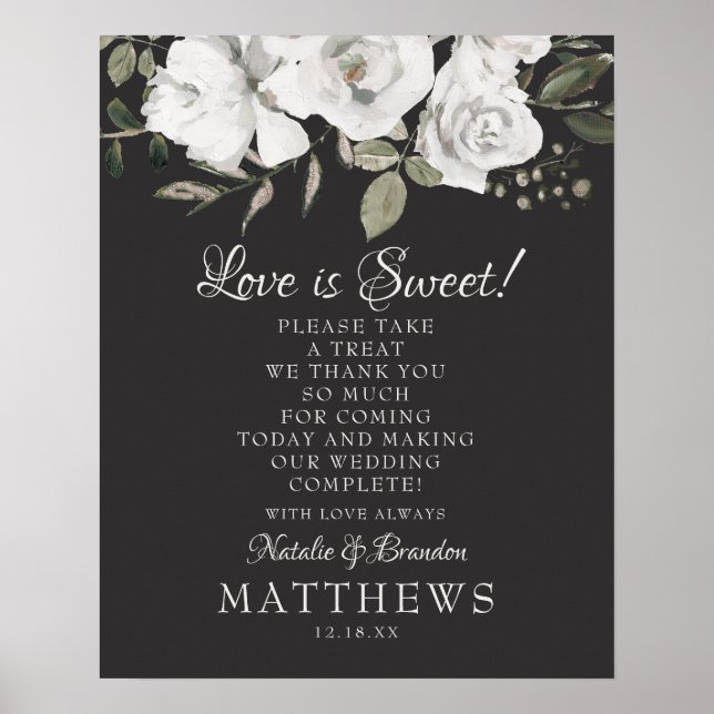 Vintage Cherish Love is Sweet Treat Wedding Sign (Front)