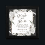 Vintage Cherish Mother of the Bride Personalised Gift Box<br><div class="desc">Vintage Cherish White Floral & Rose Gold Painted Roses and Flowers. A Vintage Classic and Elegant Look, and Plenty of Grey, Ivory White, Rose Gold, Dusty Pink, Pine Green, and Grey leaves and foliage. With Hand Painted Floral elements, Vintage Classic Script Fonts, and Elegant Rose Gold Glitter Foil Geometric Square...</div>
