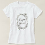 Vintage Cherish Rose Gold Oval Floral Bridesmaid T-Shirt<br><div class="desc">Vintage Cherish White Floral & Rose Gold Painted Roses and Flowers. A Vintage Classic and Elegant Look, and Plenty of Grey, Ivory White, Rose Gold, Dusty Pink, Pine Green, and Grey leaves and foliage. With Hand Painted Floral elements, Vintage Classic Script Fonts and Rose Gold Elegant Floral Oval Frame -...</div>